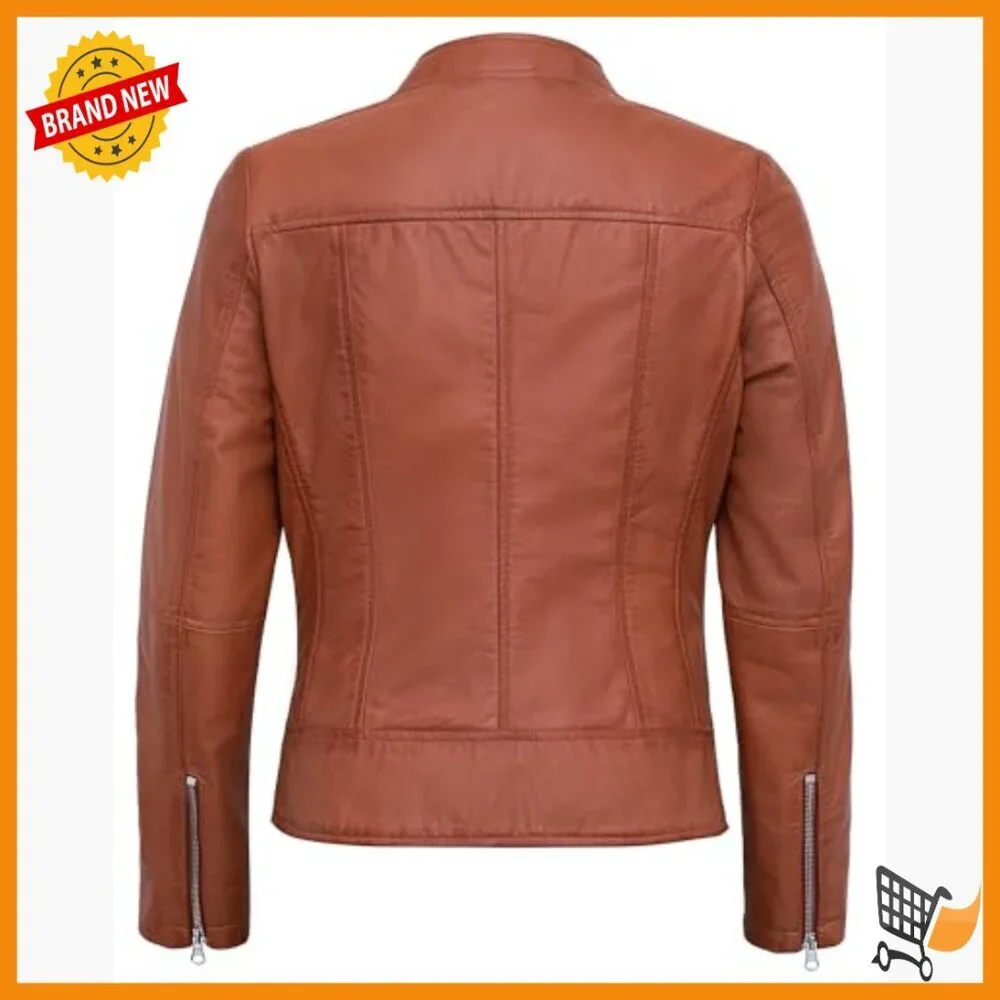 Lambskin Leather Motorcycle Jacket Women's Regular Fit Biker Style